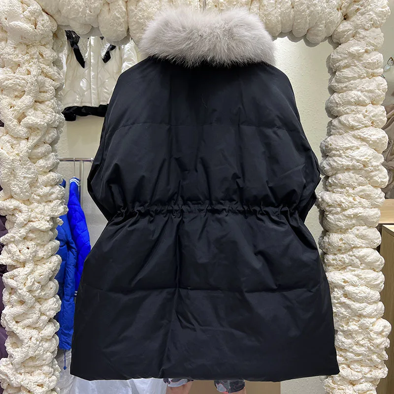 Chaquetas gruesas de plumón para mujer, Parkas coreanas con cuello de piel Real, abrigo salvaje suelto y cálido de alta calidad, invierno, 2022