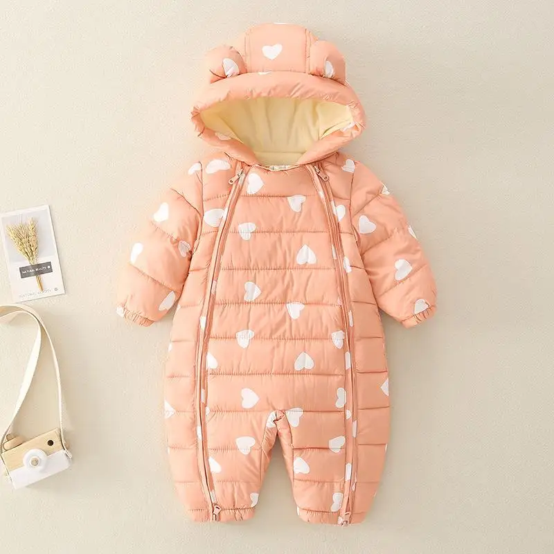 Newborn Baby Jumpsuit Hooded Plus Velvet Warm 2024 winter wear Baby Boys Snowsuit Toddler Snow Suit Girl Cotton Overalls Rompers