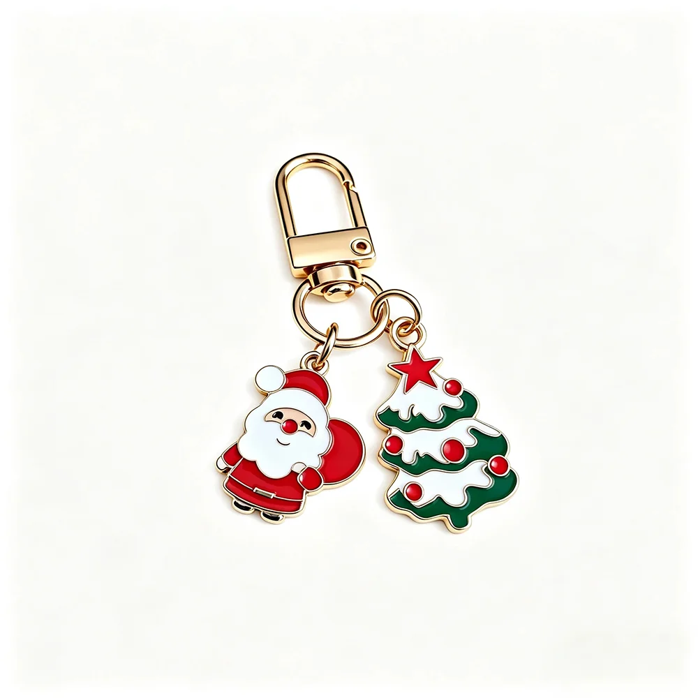 1/5/10 Stück Emaille-Weihnachts-Schlüsselanhänger, Weihnachtsmann und Weihnachtsbaum-Anhänger, Schlüsselanhänger, Rucksack-Dekoration, Geschenk für Feiertage und Partys – Detail 1
