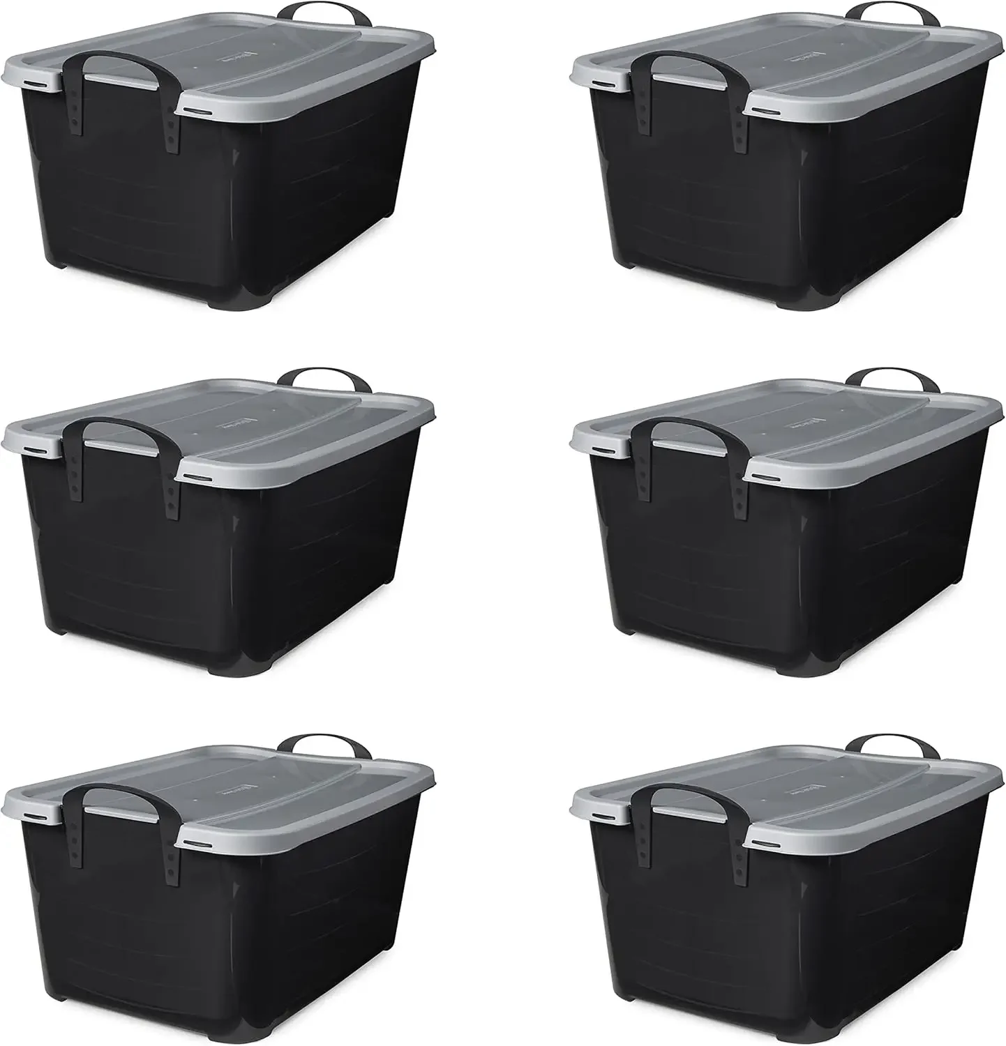 

Life Story 6-Pack Stackable Plastic Storage Bins W/Handles & Snapping Lids 55 Qt. Black Storage Box