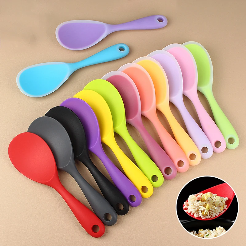 Cuchara de Arroz de Silicona Antiadherente, Resistente al Calor, Espátula para Servir Arroz, Cuchara para Sushi, Utensilios de Cocina