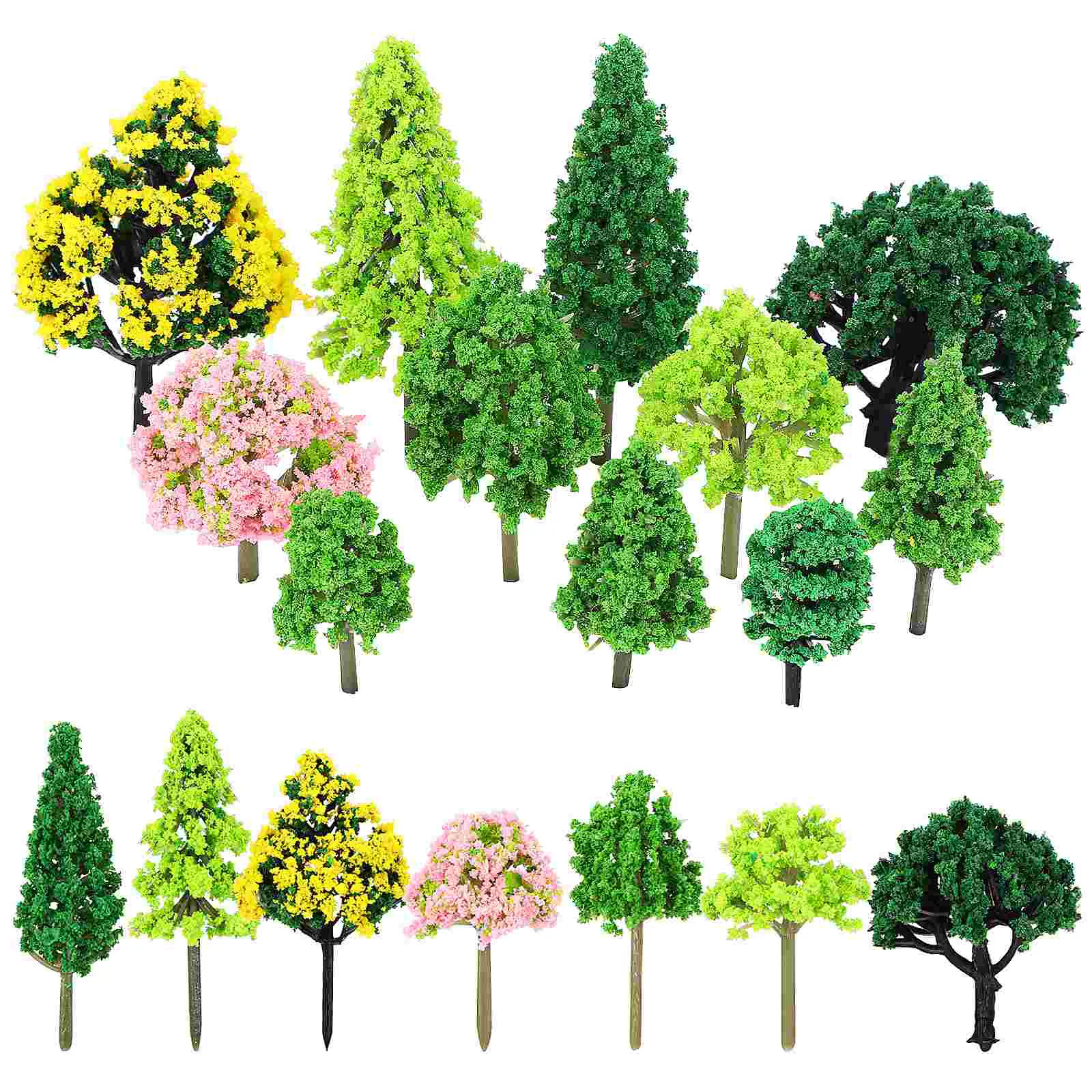 55 Pcs Three-dimensional Model Tree Decoration Trees for Cake Decorating Plastic Mini Train Scenery