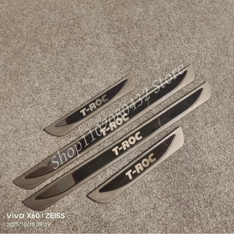 car stickers For Volkswagen T-roc 2018-2019 2020 2021 Car Accessories 4pcs/Lot ABS Stainless Steel Door Sill Pedal Scuff Plate