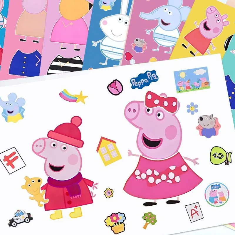 8 PCS Peppa Pig DIY Puzzle Stickers - Cartoon Animation Related Decorative Handmade Waterproof Wall Art Birthday Gift 2026 view 5