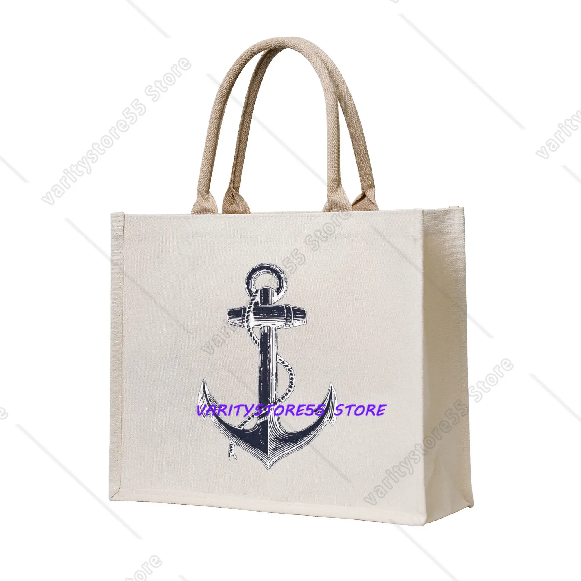 

Kawaii Printed Nautical Anchor Shopping Tote Bags Portable Shopper Shoulder Sailor Adventure Handbag