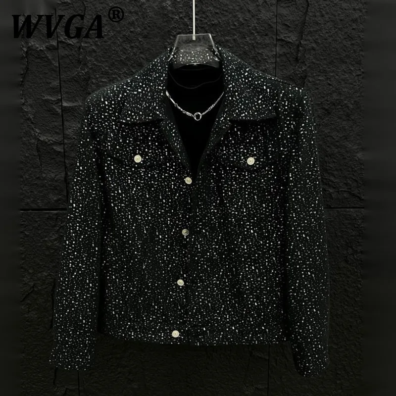 

WVGA Spring Autumn New Man Tide High Street Gold Stamp Embossed Denim Long Sleeve Jacket Niche Trendy Casual Coats Ins Y2K W9255