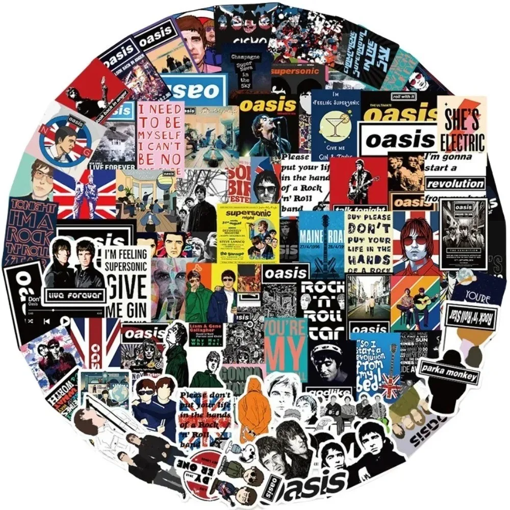 

Наклейки Oasis (50/100 шт.) - Винтажные музыкальные постеры-стикеры для багажа, коллекция для фанатов музыки, магазин Sticker Story