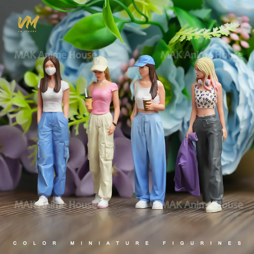 مطبوعة رائعة الوجه 1/24 1/18 حقيبة تسوق تحمل فتاة اللياقة البدنية الكلب المشي رجل الرئيس التنفيذي الشكل دمية نموذج المشهد لعبة الديكور