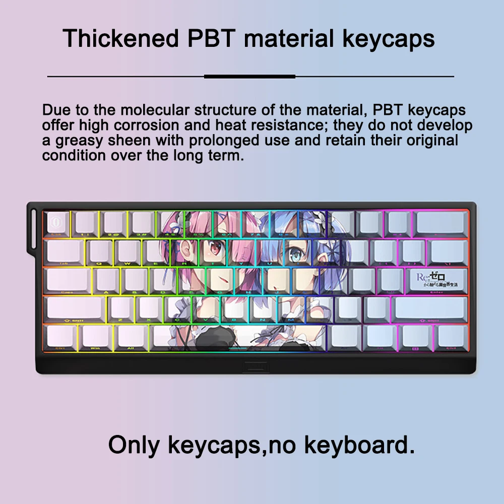 Re:Zero−Starting Life in Another World Keycap Cherry Profile Side Engraved Keycaps Anime PBT Five-sided Sublimation Keyboard Cap
