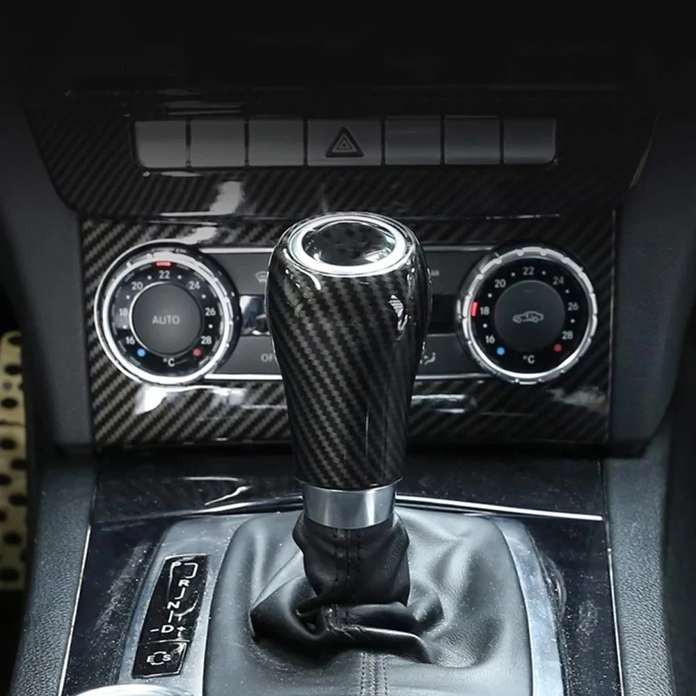 For Mercedes Benz A C E G Class W204 W212 GLK CLS Car Gear Lever Shift Knob Cover Carbon Fiber Gear Lever Shift Knob Cover Trim