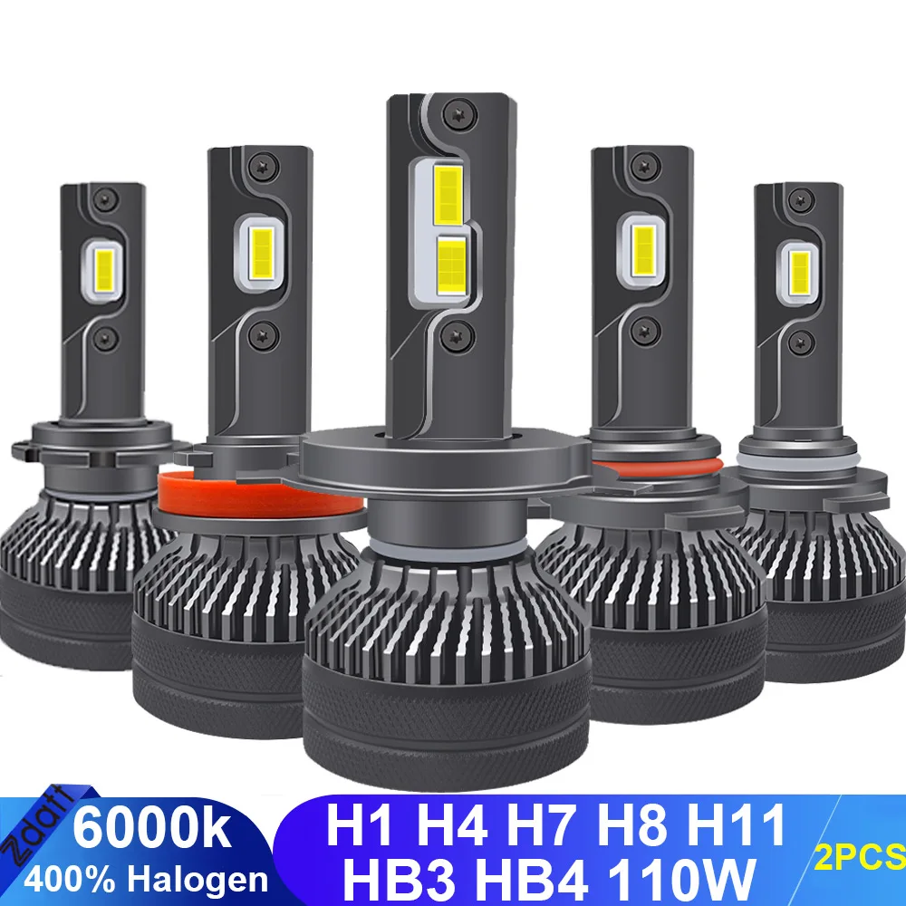 Zdatt H1 H4 H7 LED Light Bulbs Canbus 110W 50000Lm Car Headlight H8 H9 H11 9005 HB3 9006 HB4 6000K Double Copper Auto Fog Lamp