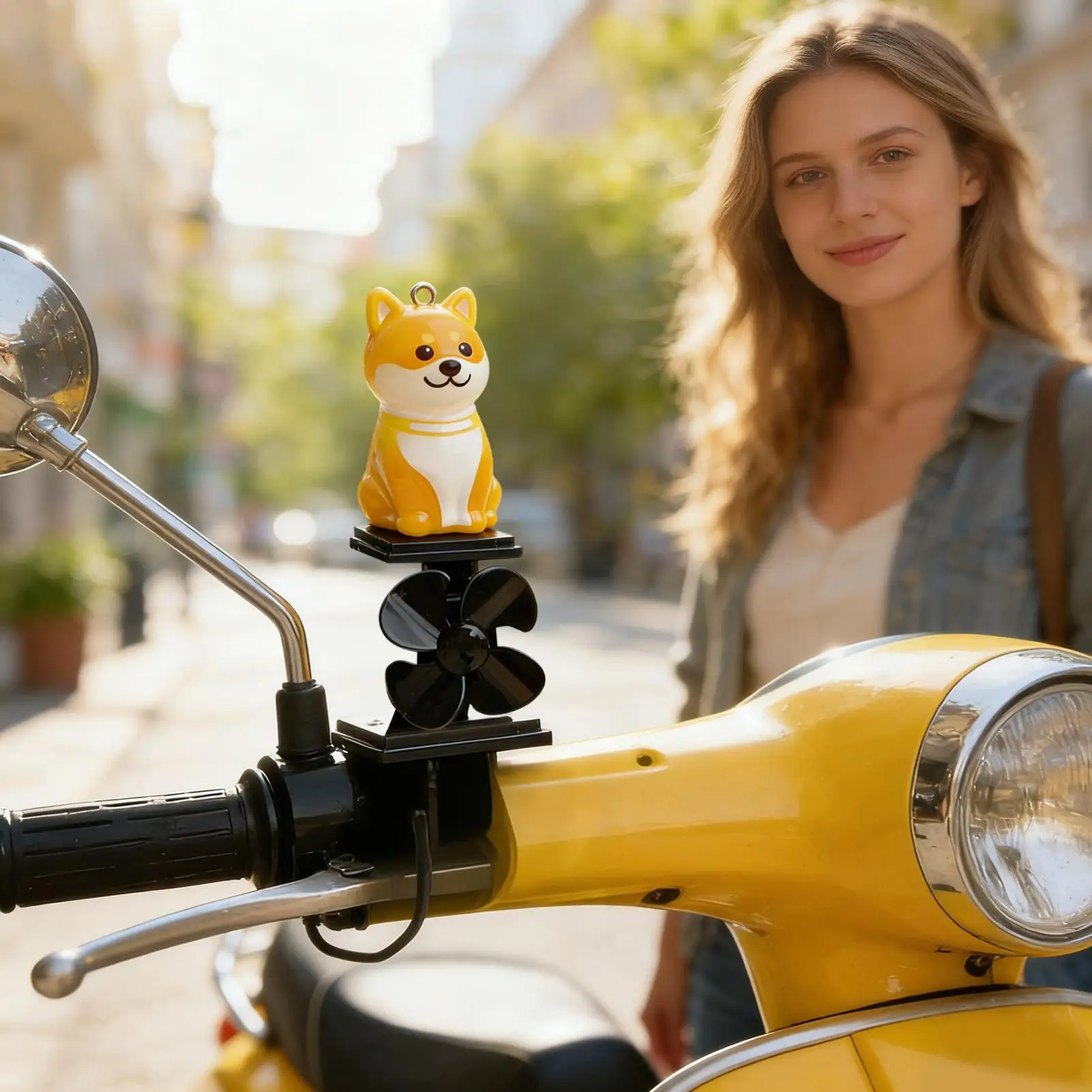 Dog Figurines Motorcycle Light Up Sculpture Wind Powered Animal Figurine For Motorcycle Handlebar Outdoor Cycling Night Riding