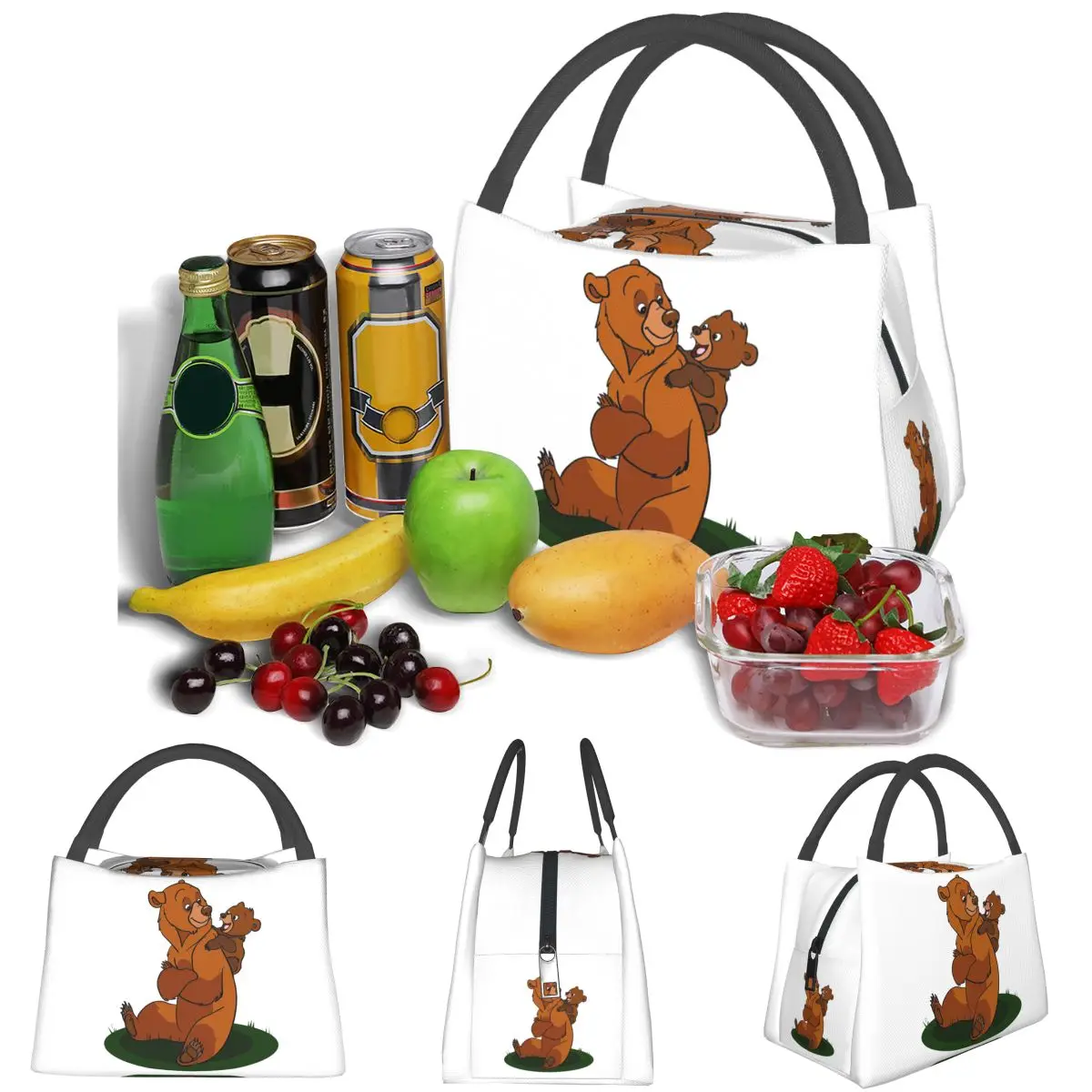 Brother Bear Lightweight Handheld Insulated Lunch Bag Aluminum Foil Liner for Adults Students Travel Picnic