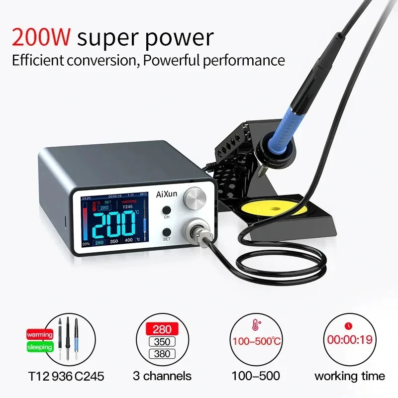 Aixun 200W T3A Intelligent Soldering Station With Electric soldering iron T12/T245 Handle Welding Tips For SMD BGA Repair