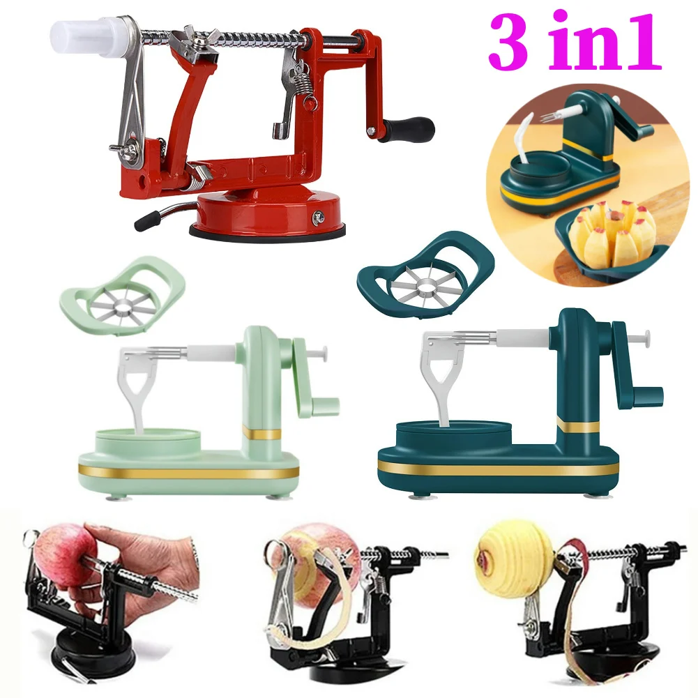 Apple Peeler 3 in 1 Hand-cranked Fruit Peeler Stainless Steel Core Slice Cutter Slicing Tools Kitchen Apple Slicer Corer Cutter