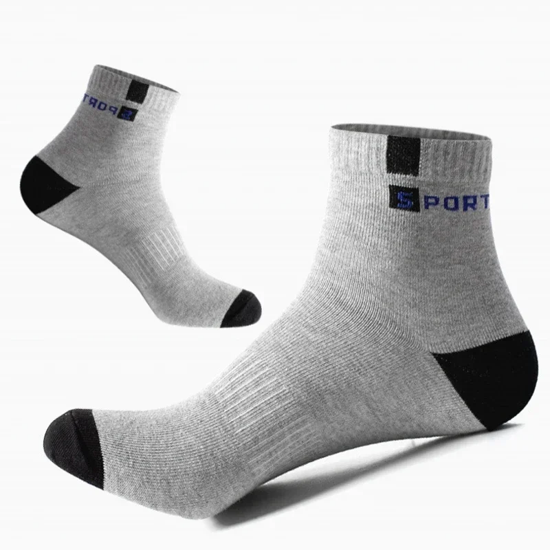 5pairs Men Soft Cotton Mid-tube Sock Breathable Sports Deodorant Sneakers Sock Sweat-absorbing Business Sox Male Plus Size 36-43