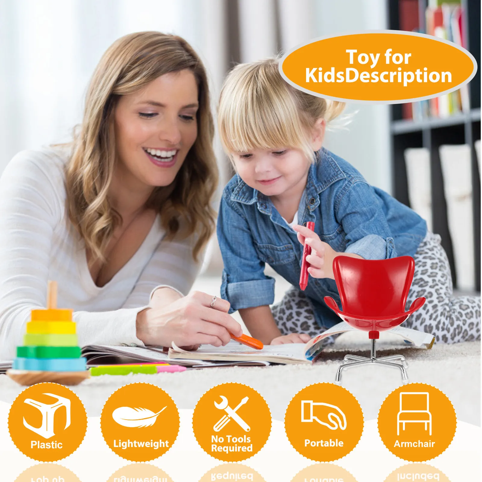 

Mini Chair Miniature Egg Shape Safe Plastic Smooth Surface Perfect Kids Mini House Armchair Decoration Micro Scene Adornment