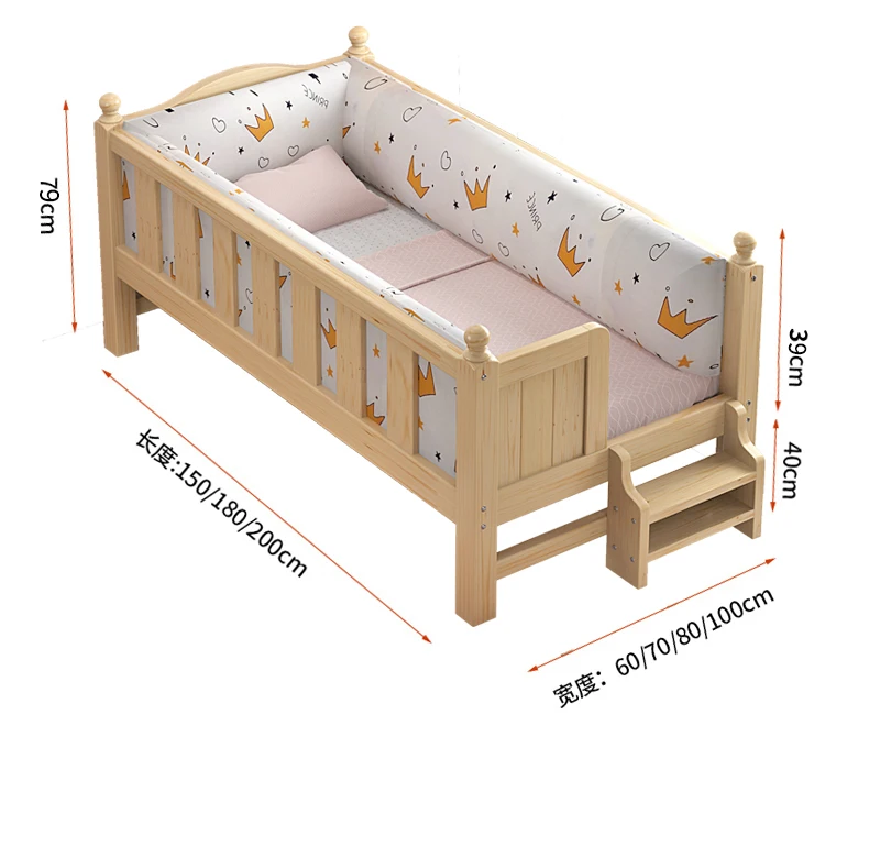 

Детская кроватка-манеж с расширенным бортиком, приставная к большой кровати, для мальчиков и девочек, на заказ, односпальная, из массива дерева, детская кровать
