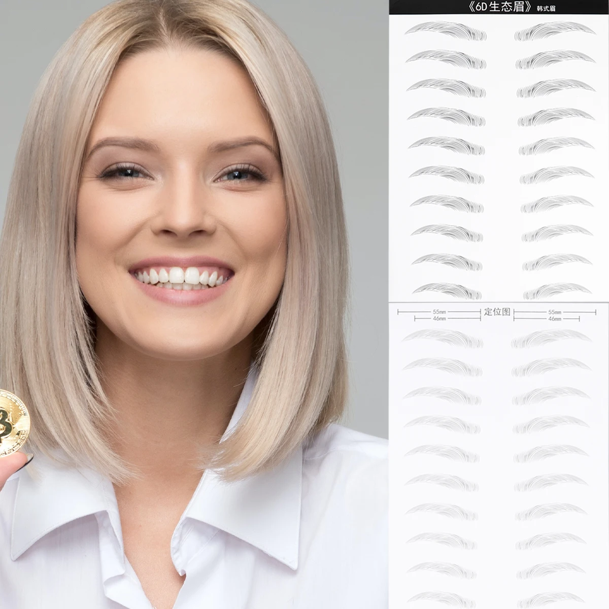 

2pcs 20 Pairs Eyebrow Stickers Waterproof Long Lasting Natural Shape Adhesive Artificial Eyebrows For Women Makeup Tools