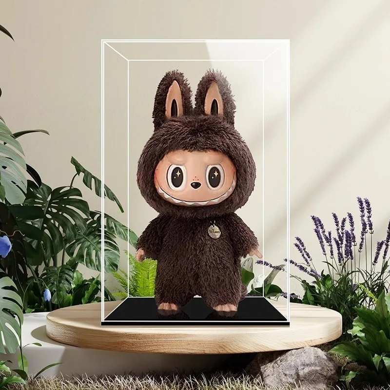 Caja acrílica transparente, caja ciega, soporte de cubierta antipolvo, vitrina de figura de muñeca Labubu, organizador de almacenamiento de juguetes, estuche de exposición transparente