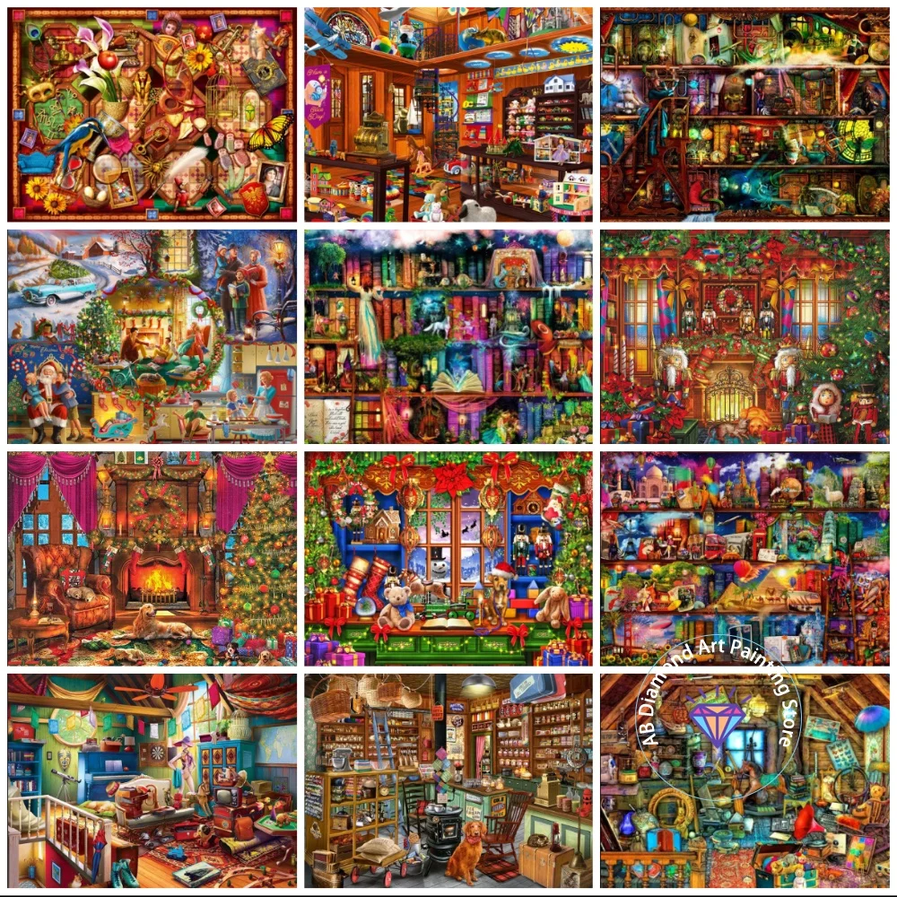 

New Christmas AB Diamond Painting Kit Square Round Diamond 5D DIY Cross Embroidery Handmade Art Exquisite Gift Home Decoration