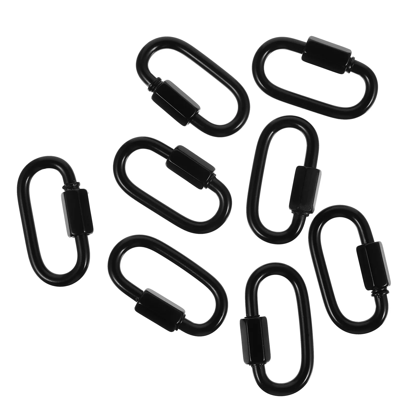 Anneaux de connexion rapide en acier inoxydable électroplaqué noir, 8 pièces, mousquetons M3.5, maillons de chaîne, connecteur de verrouillage de sécurité, équipement de Camping