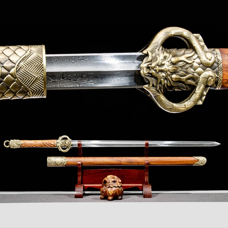 Katana full tang Caballero Medieval espada Tang afilada acero de Damasco espada Real espada recta japonesa espada de alma oscura