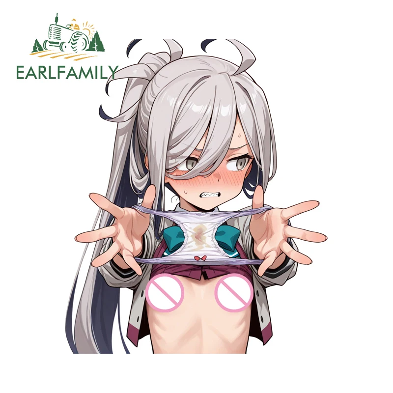

EARLFAMILY Display of Underwear Car Stickers Anime Loli Peek Waterproof Vinyl Car Accessories Decal Windows Funny Laptop Decals