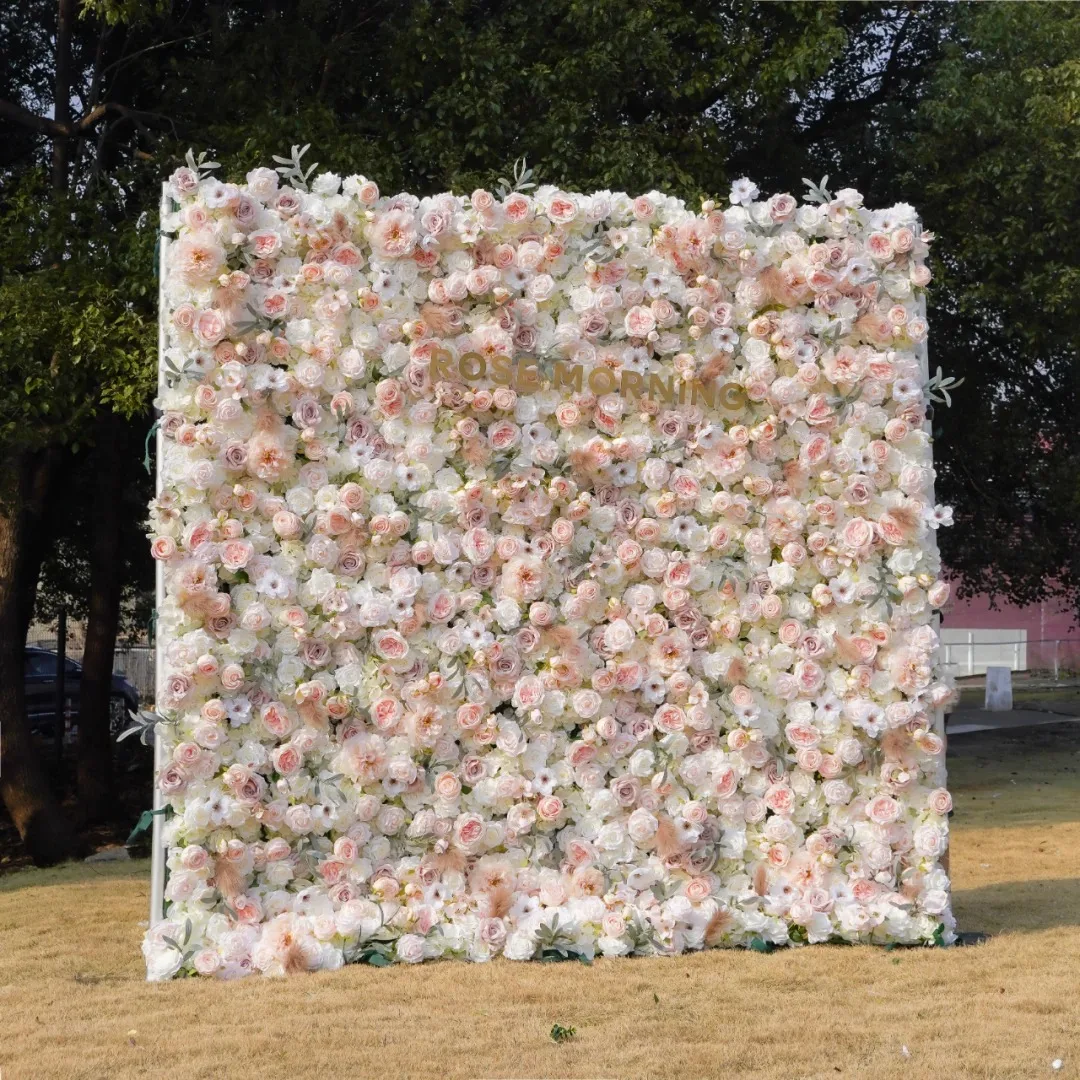 

Blue, white and green flower wall, background wall, artificial flowers, fake flowers, wedding hotel layout, ornaments and props