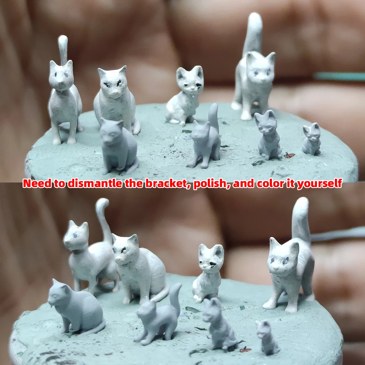 3D-Gedrucktes Harz-Miniatur-Katzen-Tiermodell-Set, Architektur-Diorama Sandtisch-Dekoration Passend für 1/35 1/48 1/64 1/72 – Detail 1