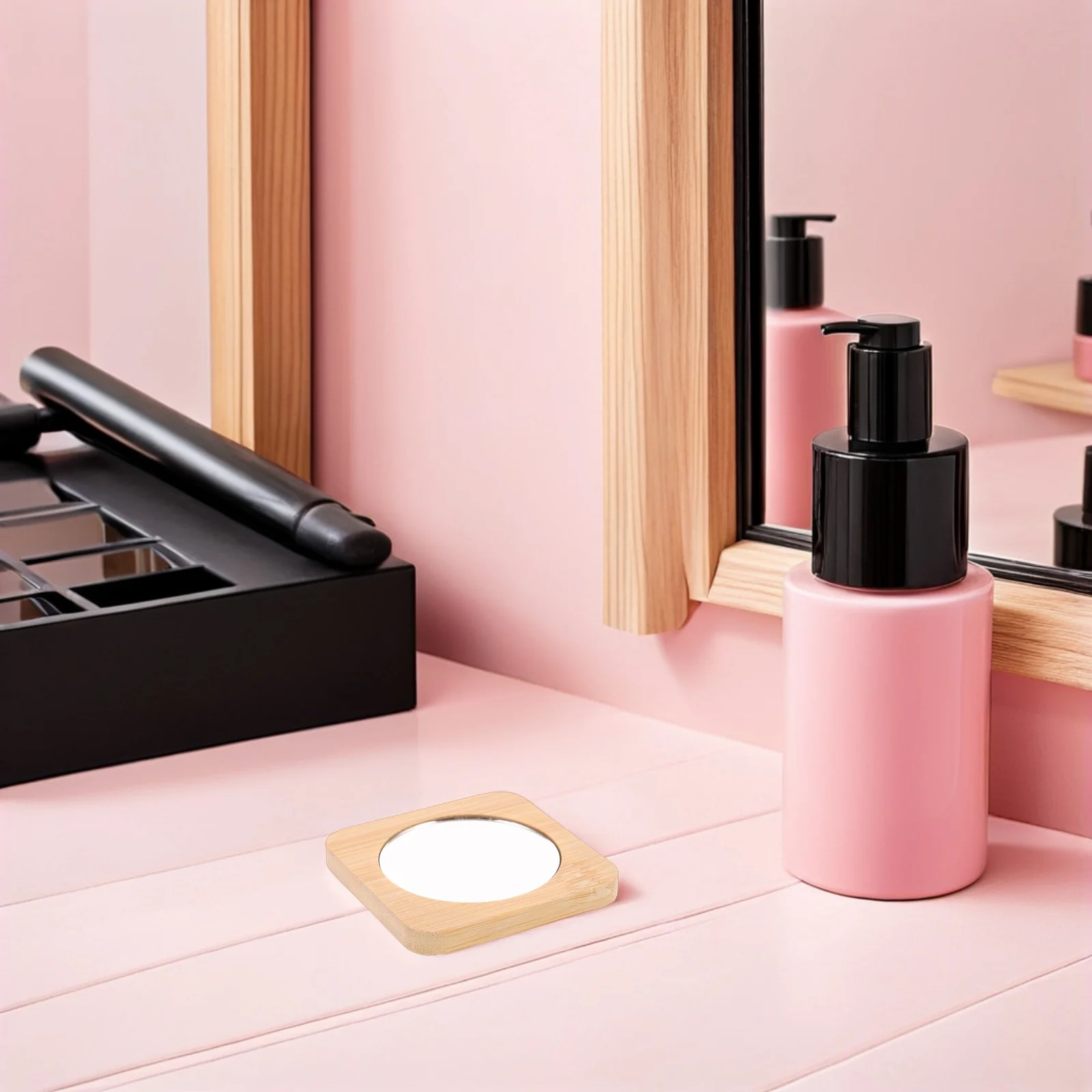 Miroir de maquillage Portable en bois de bambou, 12 pièces, Compact, Mini poche, petit miroir de voyage pour une Application précise