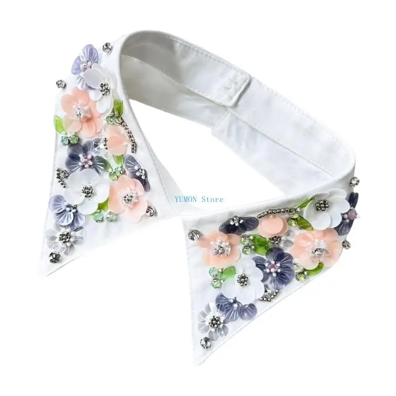 

D0UD Classical Elegant Beaded False Collar For Womens Blouse Dress Formal Occasion