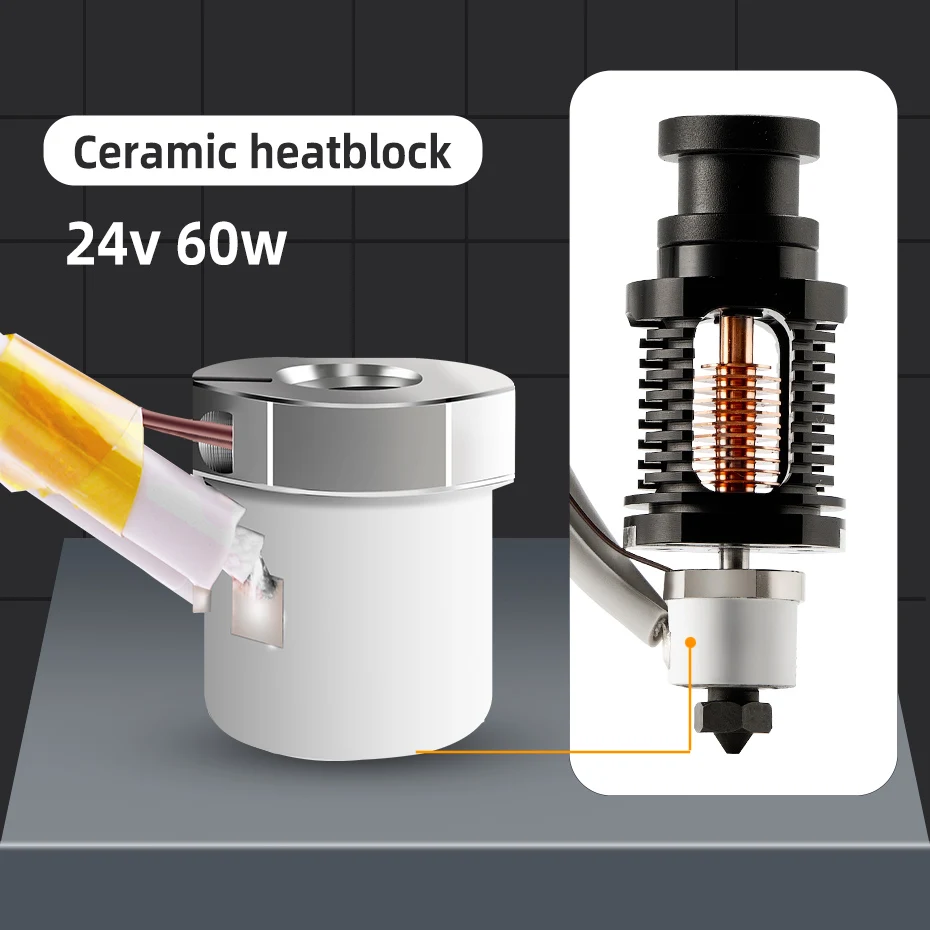 

24V 60W Ceramic Heating Core Hotend with 104NT Thermistor Kit Compatible For E3D V6/ vo-ron 0/0.1/2.4,mk3 3D Printer Parts