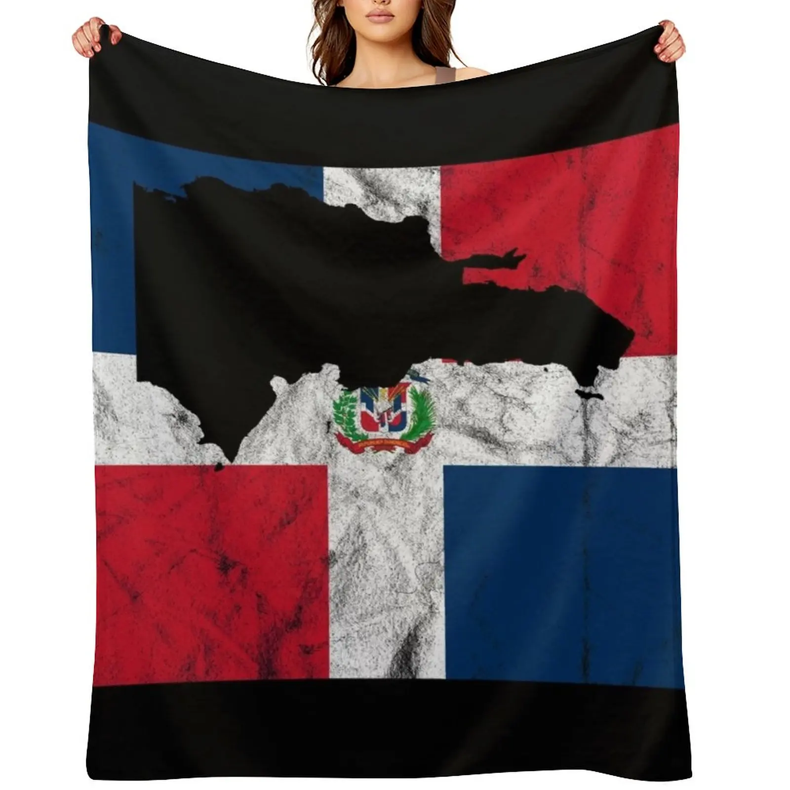 

Dominican Republic Silhouette Flag Throw Blanket Soft Beds Blankets Sofas Of Decoration christmas gifts Sofa Blankets