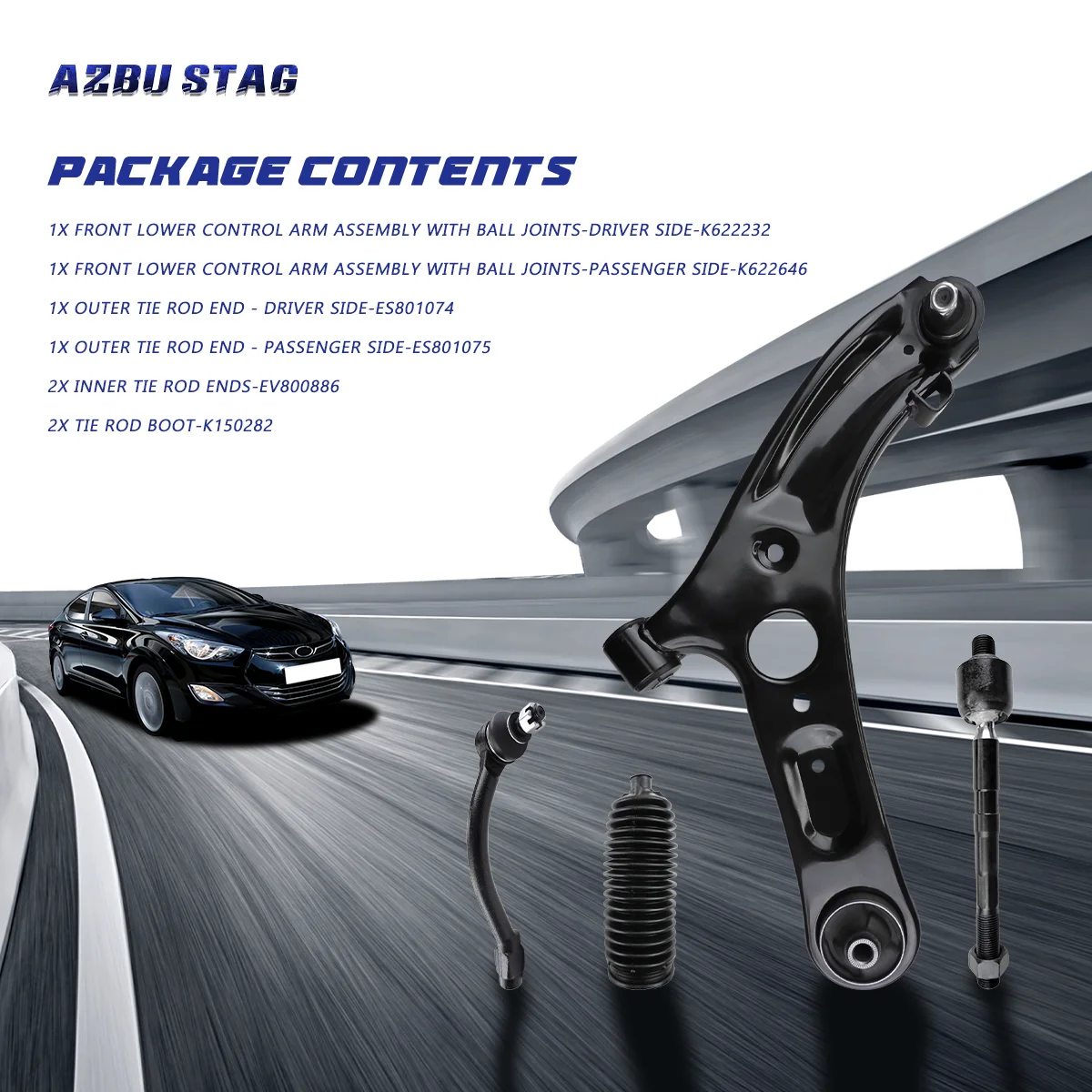 AzbuStag 8Pcs Front Lower Control Arm Pinion Boot Suspension Kit for HYUNDAI ELANTRA VELOSTER 2011 2012 2013 2014 2015 2016 2017