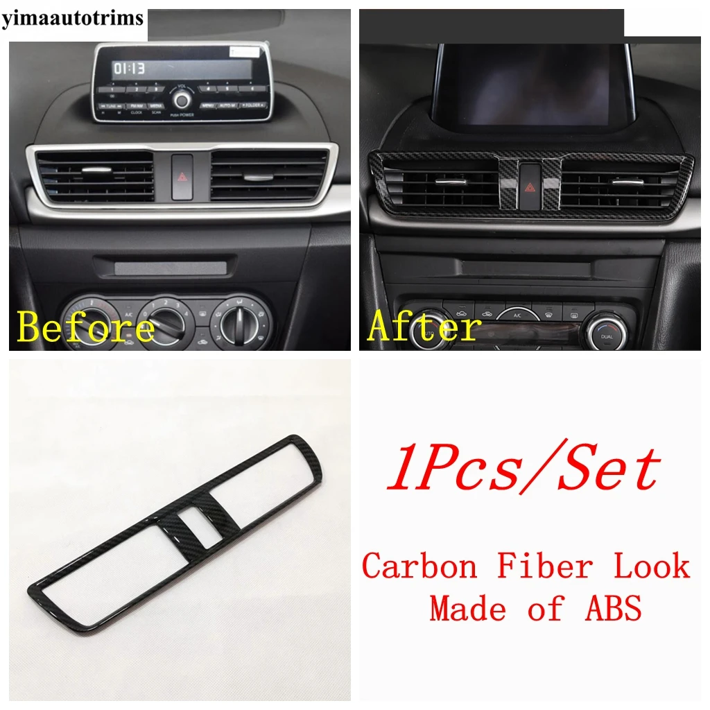 Dashboard Central Air AC Outlet Vent Frame Decoration Cover Trim For Mazda 3 Axela 2014 - 2019 Carbon Fiber Accessories Interior