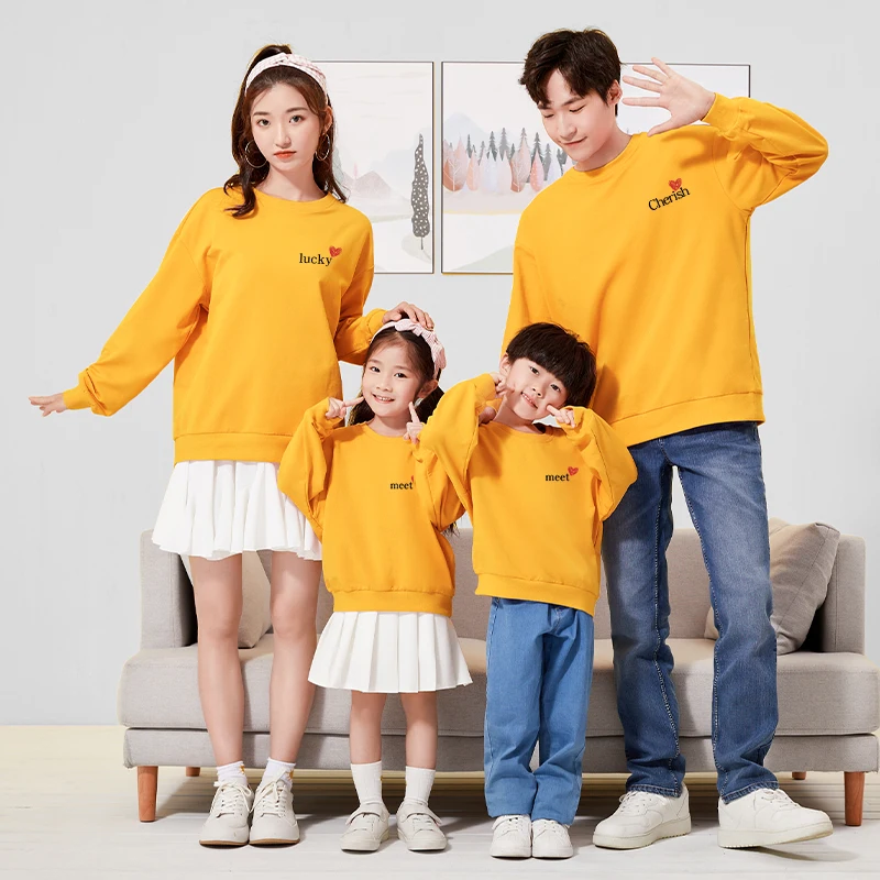 New Couple Matching Outfits Family Look Long Sleeve Sweatshirt Hoodies Family Matching Outfits 8 Colors For Mommy And Me Tops