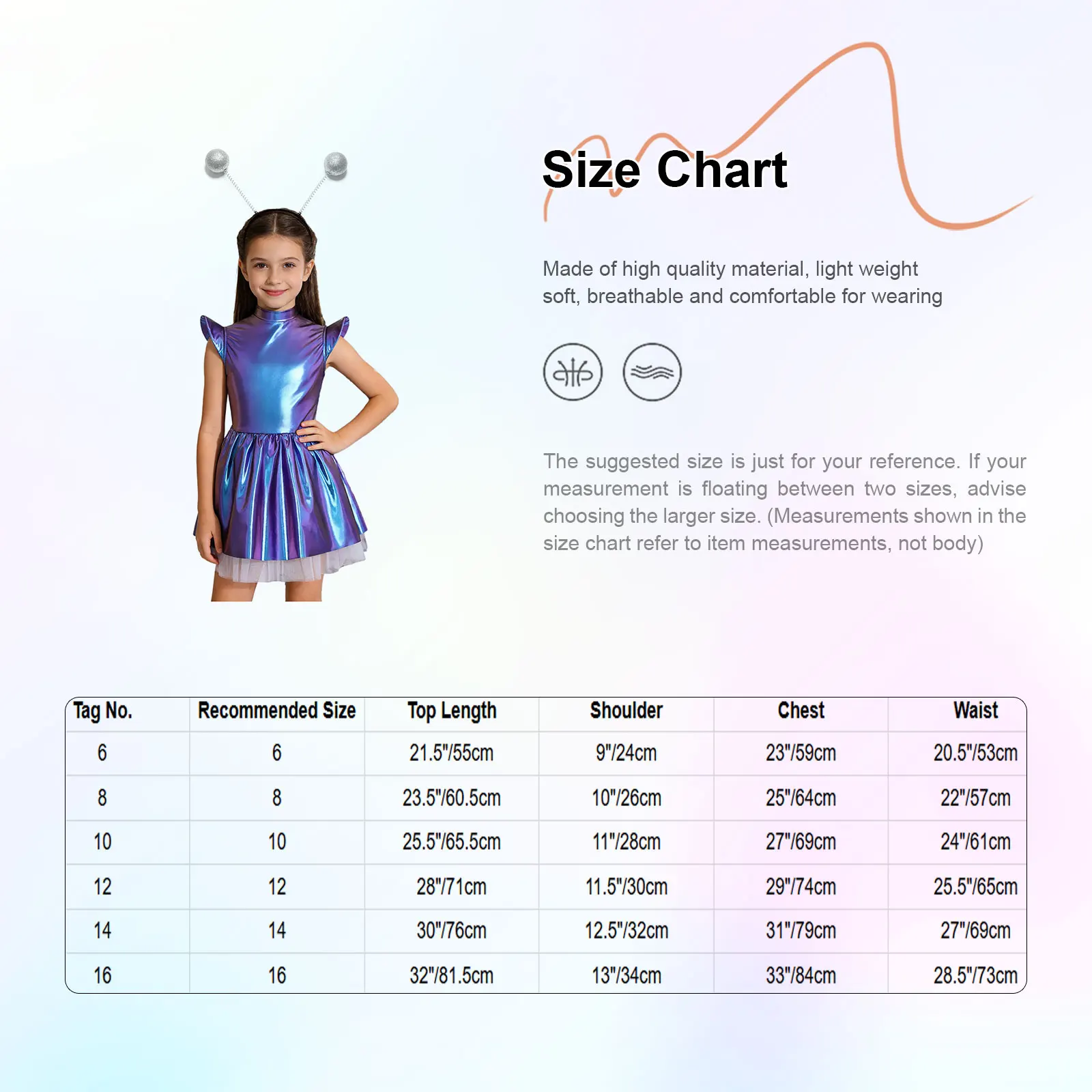 Girls Halloween Cosplay Astronaut Alien Costume Metallic Shiny Flare Sleeve Tutu Dress with Hair Hoop Fancy Robot Party Dress Up