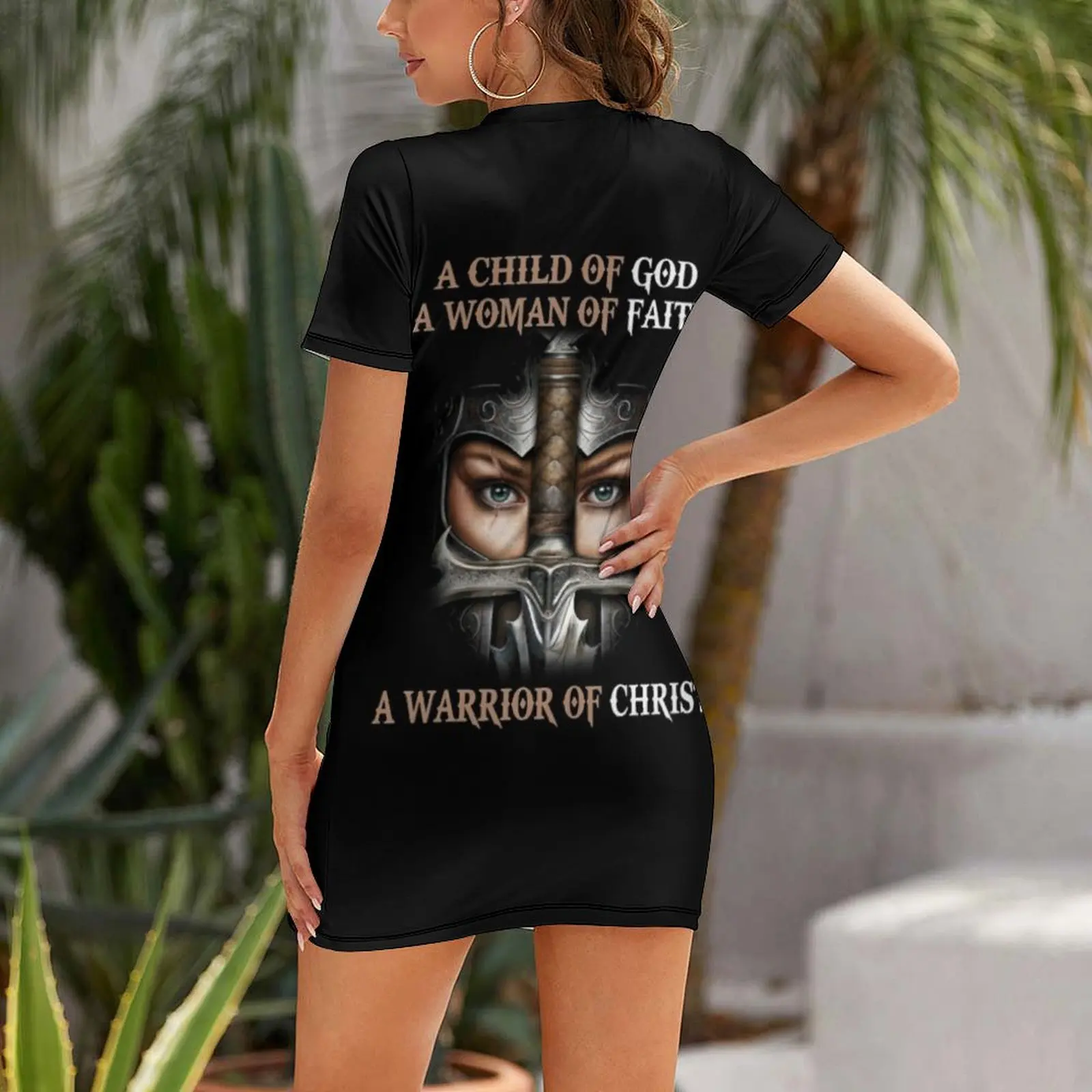 Christian T-ShirtA Child of God A Woman of Faith A Warrior of Christ Short Sleeved Dress dresses for prom long sleeve dresses