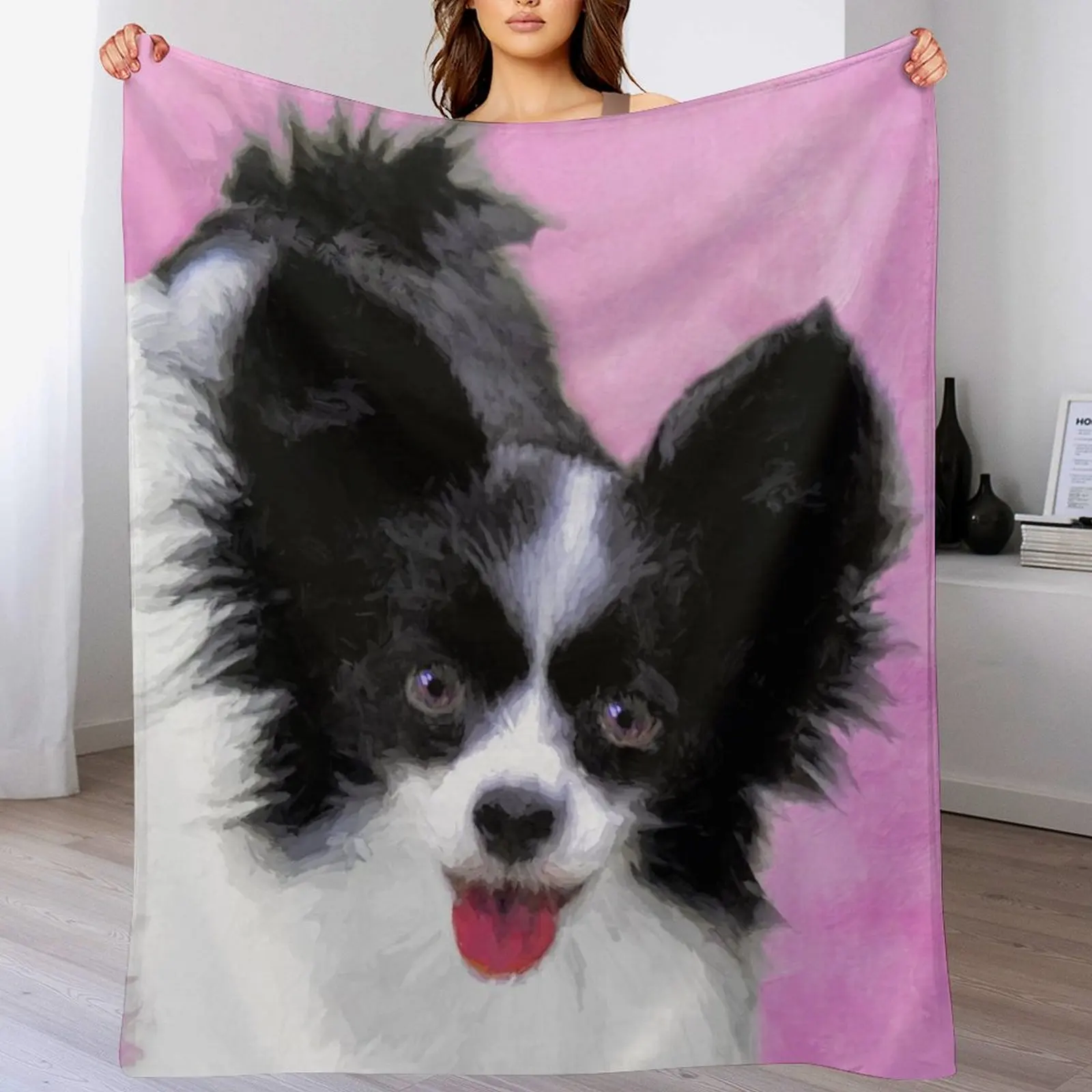 Papillon (White and Black) Throw Blanket Camping Baby Blankets For Bed Blankets