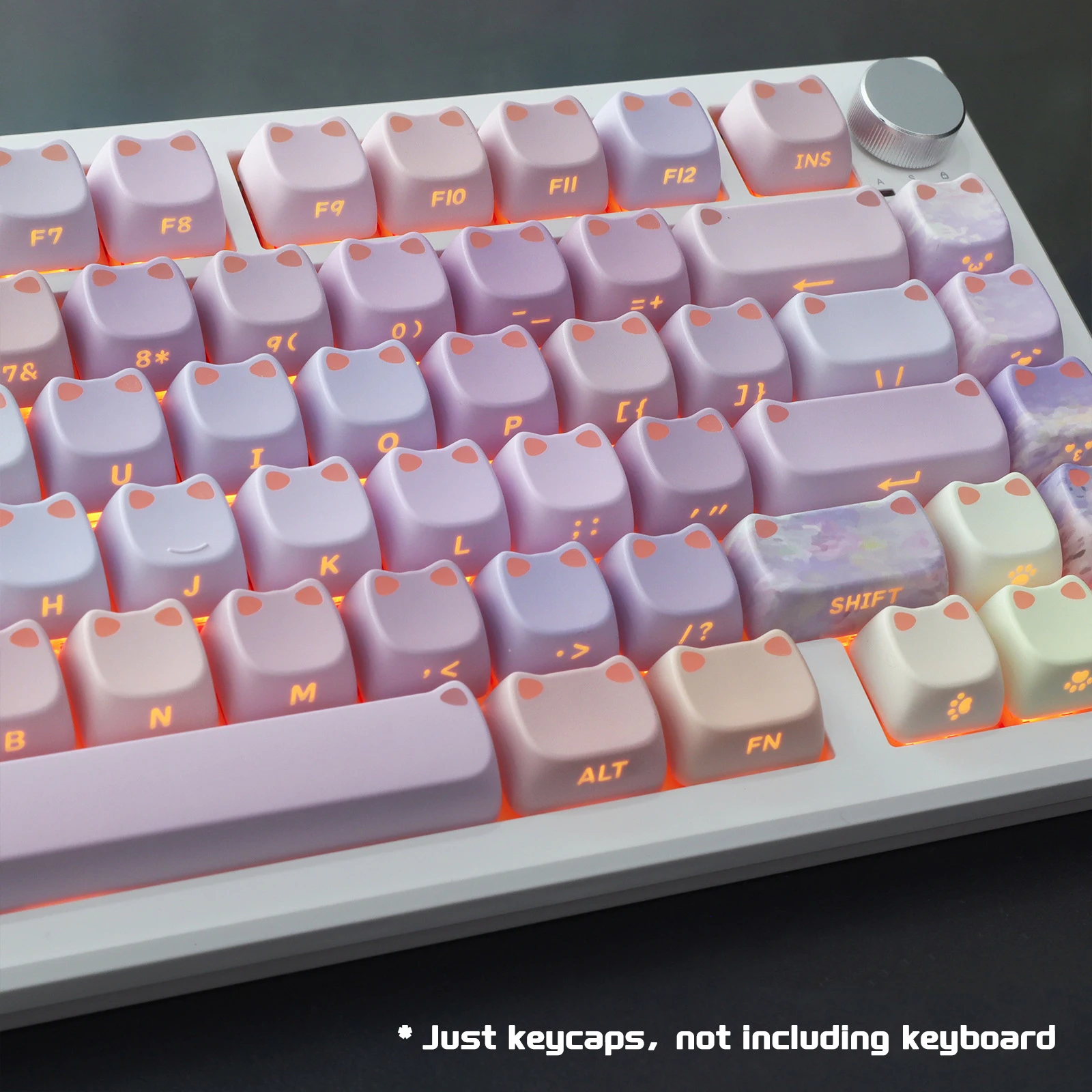 XVX Lumicat Keycaps Backlit Translucent Side Printed White/Gradient Color MAO Profile Custom Cat Keycaps For Cherry MX Keyboard