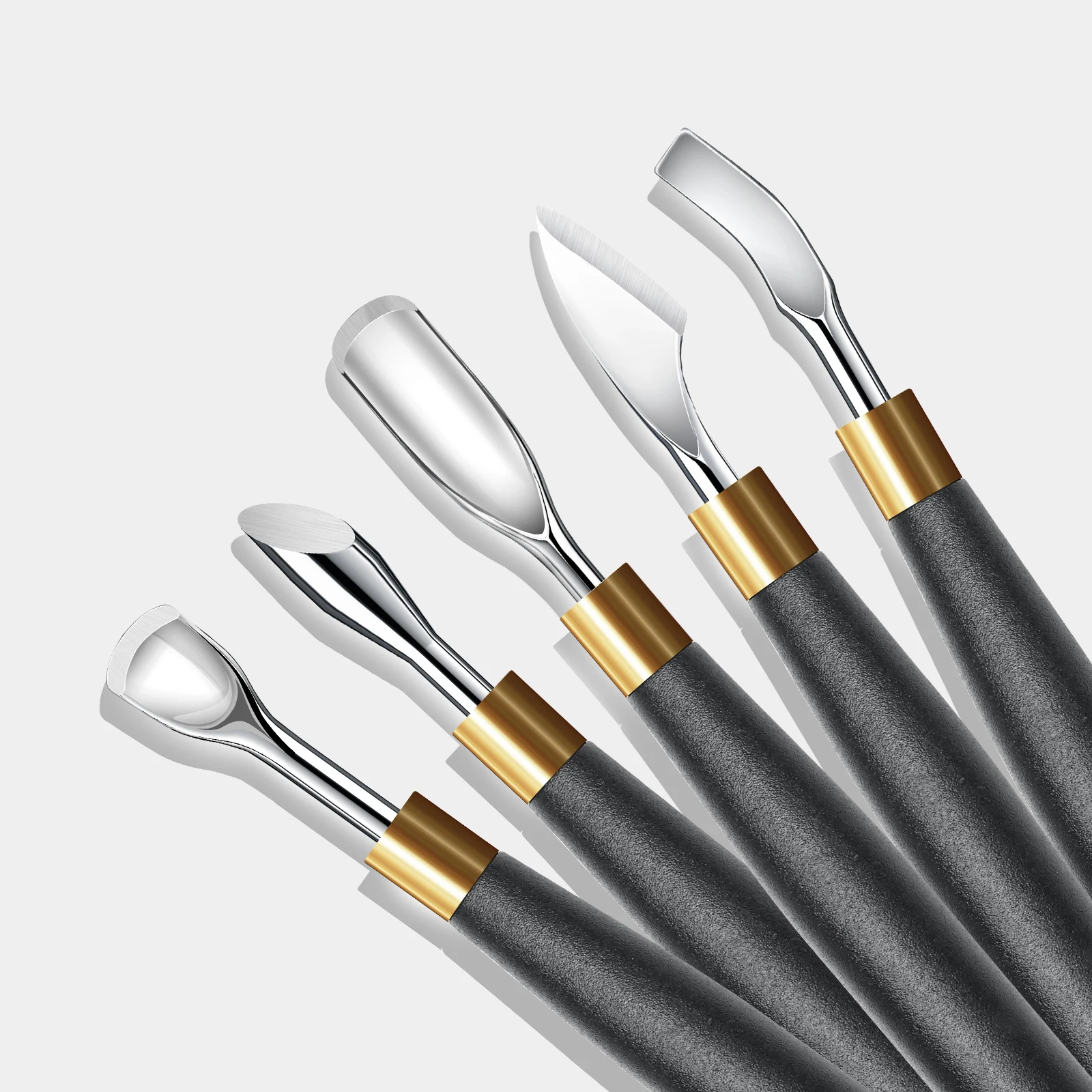 مقبض أسود هوك نوع انتهازي للبشرة مزيل طلاء الأظافر جل مكشطة الفولاذ المقاوم للصدأ أداة مانيكير نظيفة لفن الأظافر