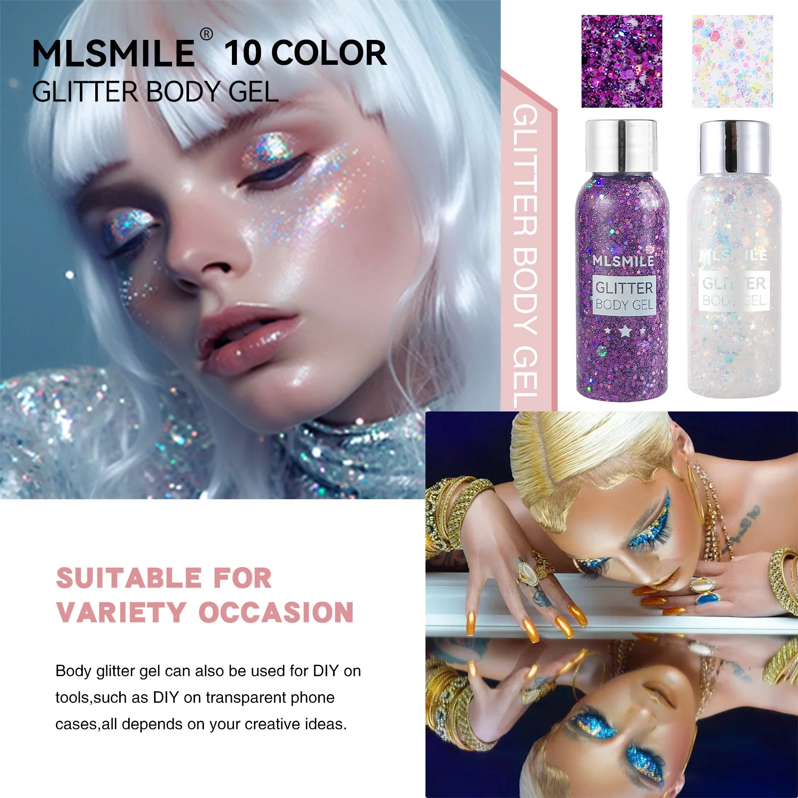 Eye Glitter Nail Hair Body Face Gel Art Waterproof High Gloss Glitter Body multifunzionale Makeup Decoration Party Festival