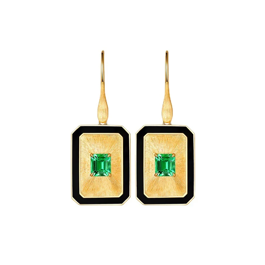 Young Vintage Luxury Green Sapphire Ring Diamond Earrings Engraved Gemstone Pendant Necklace for Women  out Fashion Jewelry view 5