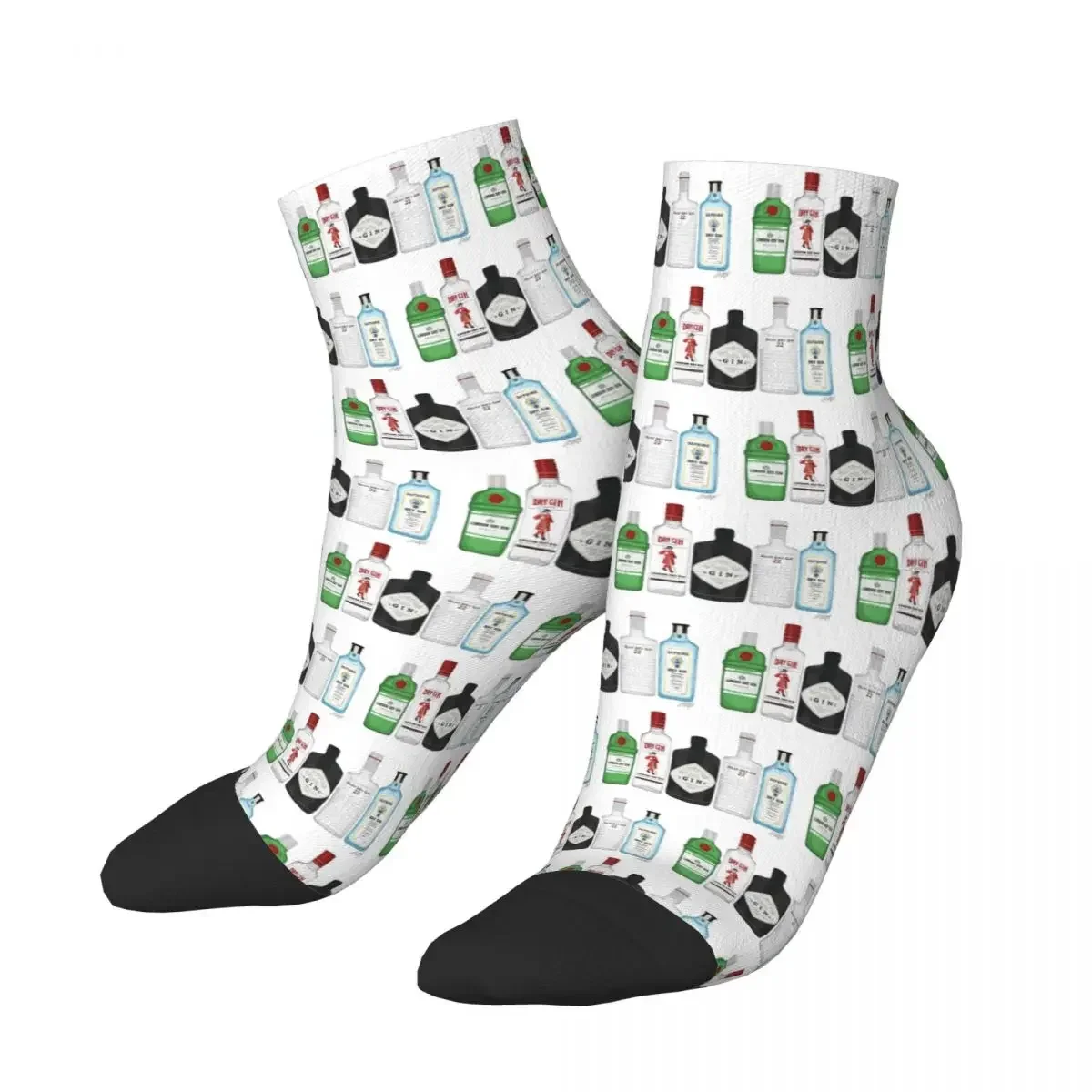 Gin Bottles Illustration Socks Harajuku Super Soft Stockings All Season Socks Accessories for Unisex Christmas Gifts