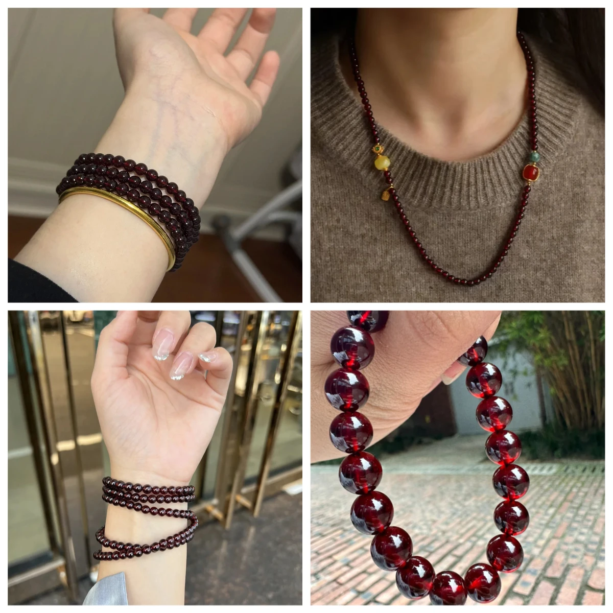 Natural stone beads Dark Red Garnet 4/6/8/10/12mm Round Ball loose beads for Jewelry Making Necklace DIY Bracelets Accessories