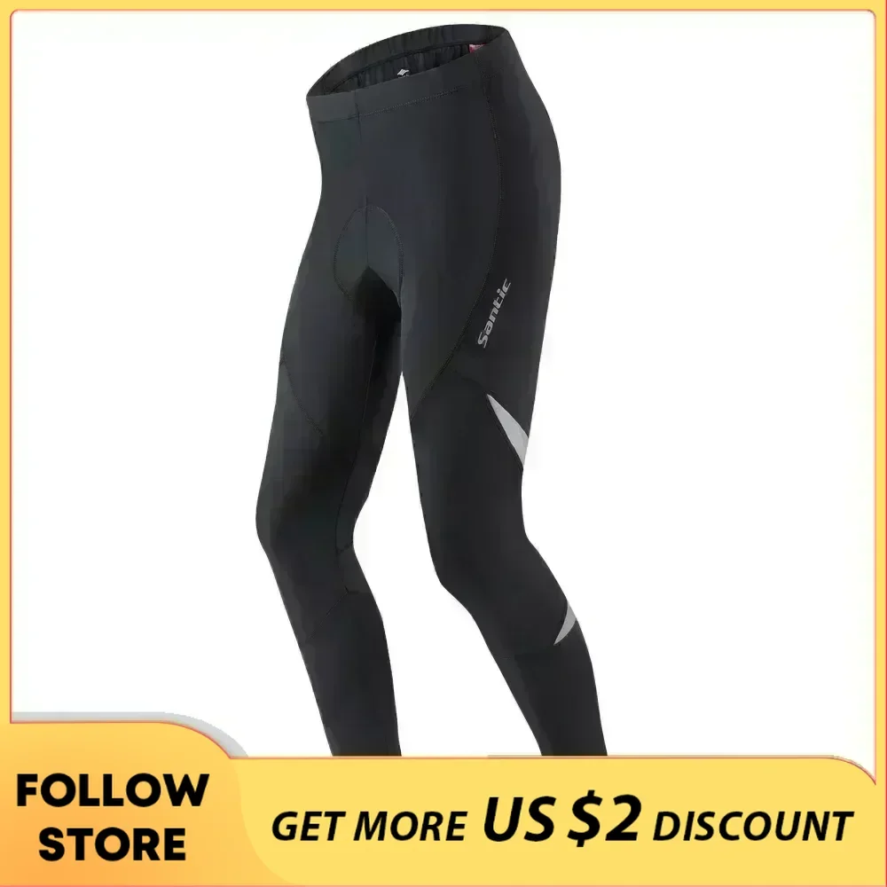 Santic-Pantalones largos de ciclismo para hombre, Pantalón deportivo para bicicleta de montaña o de carretera, con cojín para deportes al aire libre