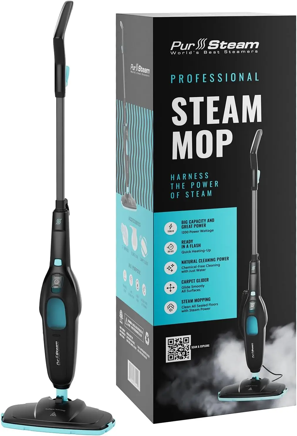 

PurSteam Professional Steam Mop | Multi-Surface Floor Cleaner for Hardwood, Tile, Laminate & Carpet | Fast Heating