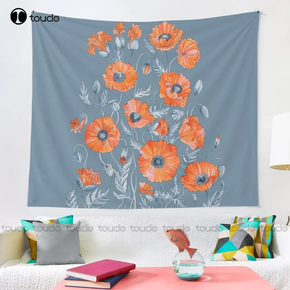 Poppies Floral Botanical Art Tapestry Artist Tapestry Tapestry Wall Hanging For Living Room Bedroom Dorm Room Home Decor