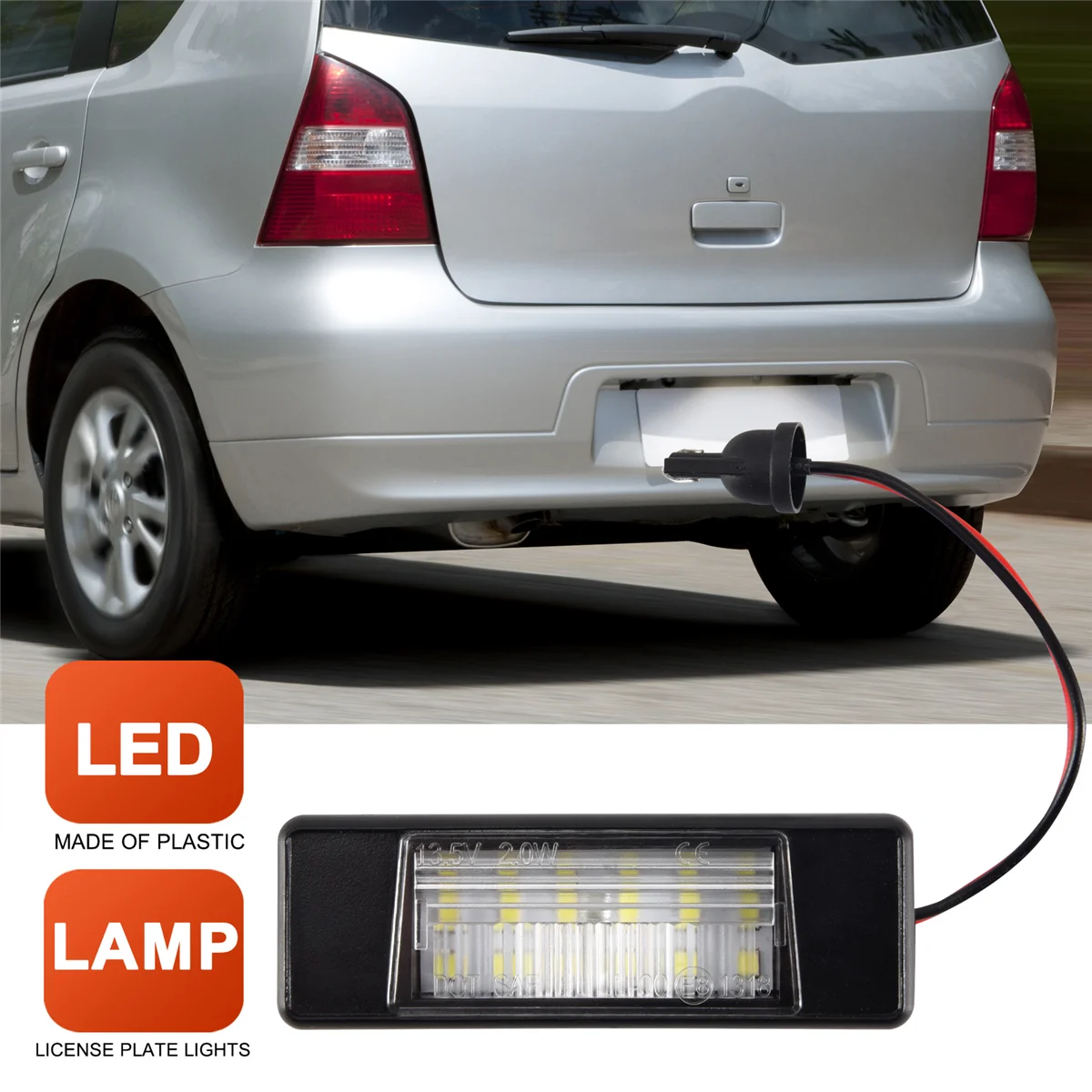 Lampu plat nomor Led, lampu plat nomor Led terang Juke Primera, lampu plat nomor kendaraan 2 buah 18Led